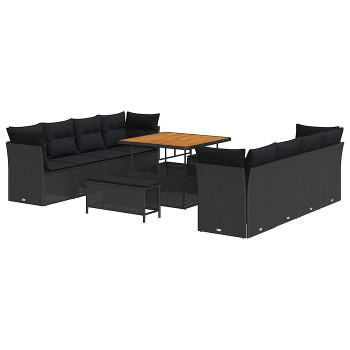 Set de canapele pentru grădină 11 pcs Negru poliratan - WALTI WALTI