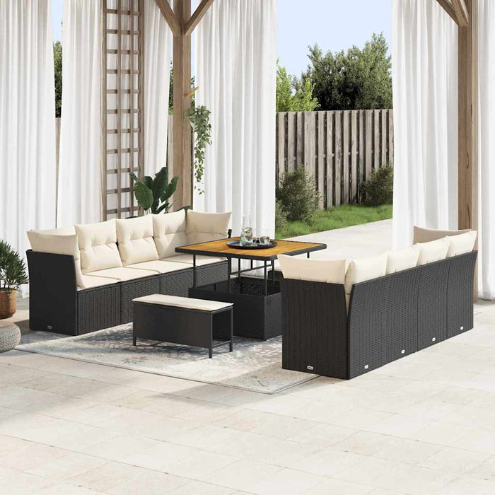 Set de canapele pentru grădină 11 pcs Negru poliratan - WALTI WALTI
