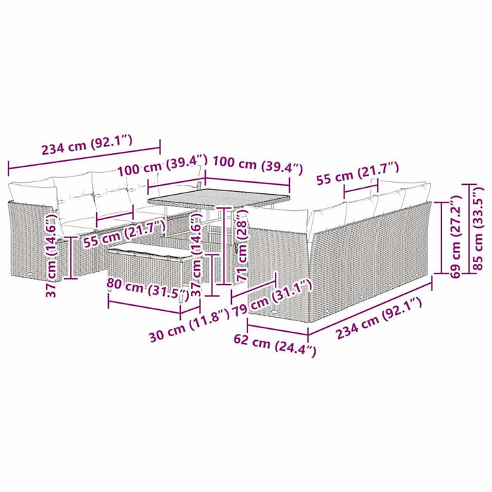 Set de canapele pentru grădină 11 pcs Bej poliratan - WALTI WALTI
