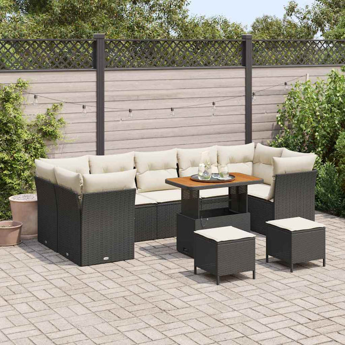 Set de canapele pentru grădină 10 pcs Negru poliratan - WALTI WALTI