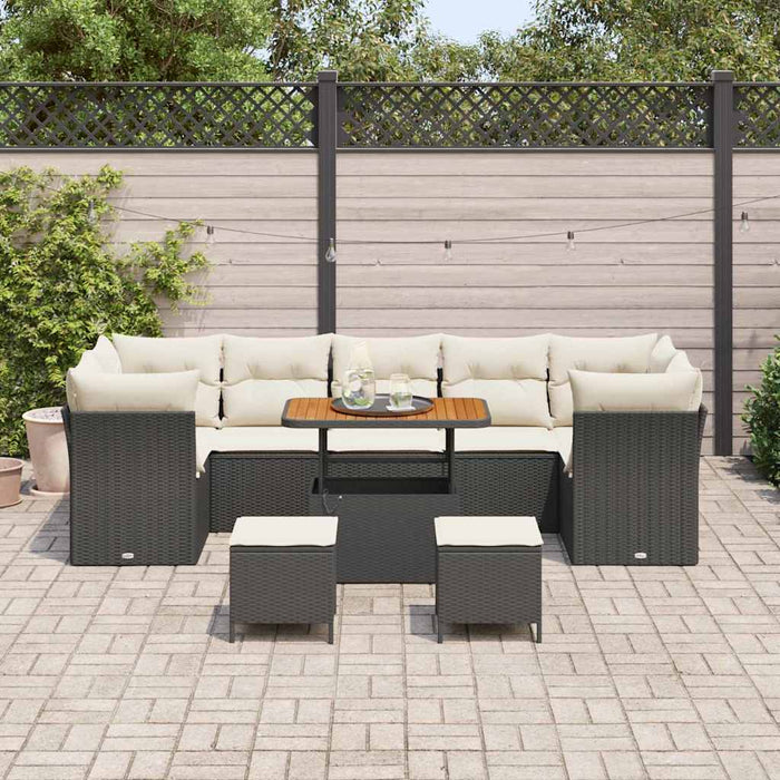 Set de canapele pentru grădină 10 pcs Negru poliratan - WALTI WALTI
