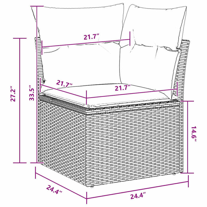 Set de canapea de grădină cu 8 piese, perne incluse, din rattan poli, acacia - WALTI WALTI