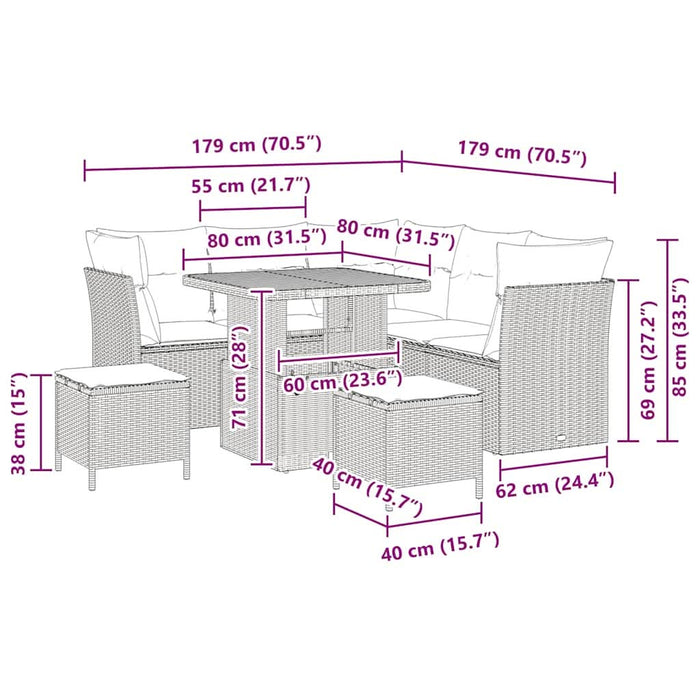 Set de canapele pentru grădină 8 pcs Bej poliratan - WALTI WALTI