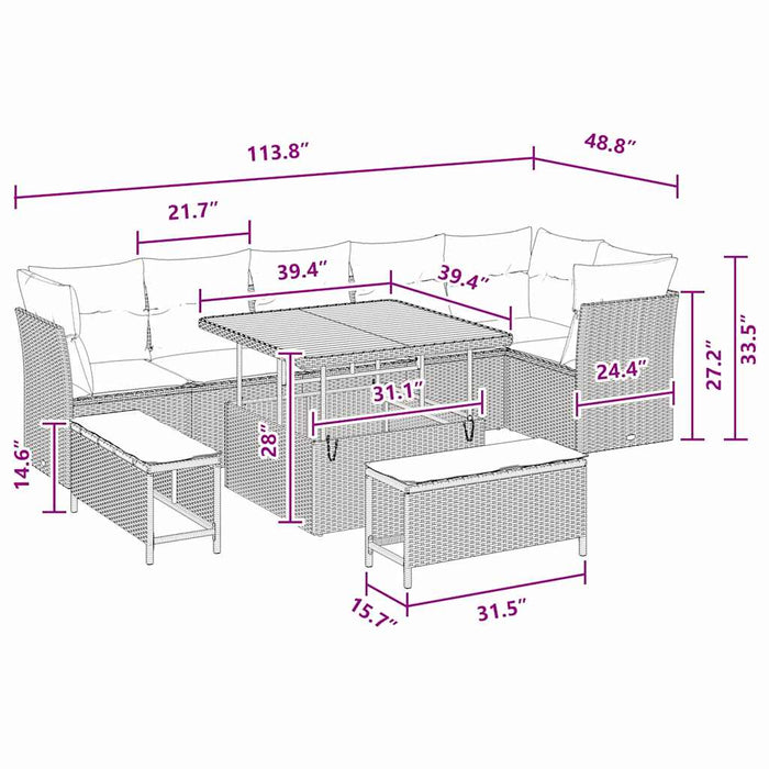 Set de canapele pentru grădină 9 pcs Negru poliratan - WALTI WALTI