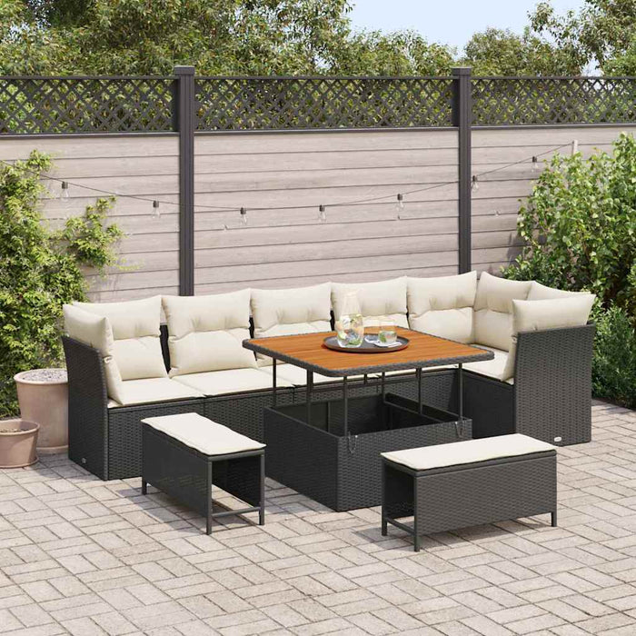 Set de canapele pentru grădină 9 pcs Negru poliratan - WALTI WALTI