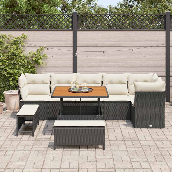 Set de canapele pentru grădină 9 pcs Negru poliratan - WALTI WALTI