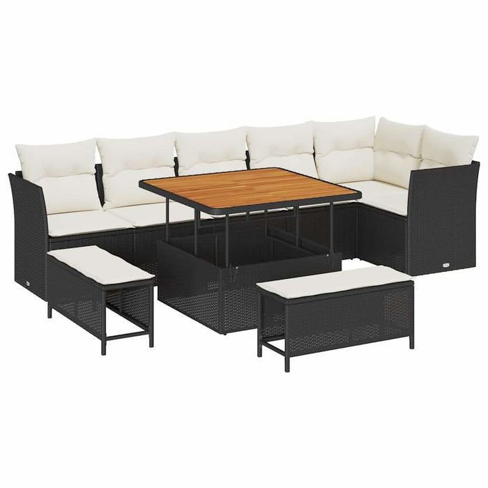 Set de canapele pentru grădină 9 pcs Negru poliratan - WALTI WALTI