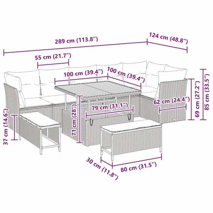 Set de canapele pentru grădină 9 pcs Gri poliratan - WALTI WALTI