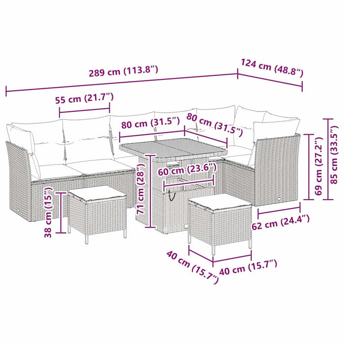 Set de canapele pentru grădină 9 pcs Gri poliratan - WALTI WALTI