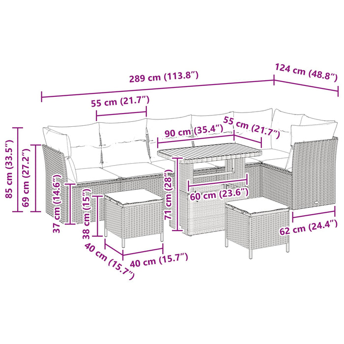 Set de canapele pentru grădină 9 pcs Negru poliratan - WALTI WALTI