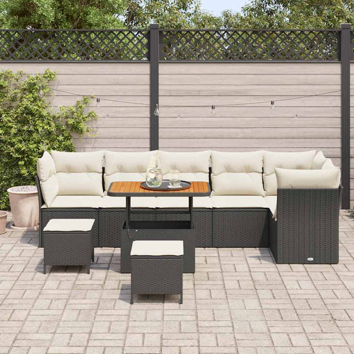 Set de canapele pentru grădină 9 pcs Negru poliratan - WALTI WALTI