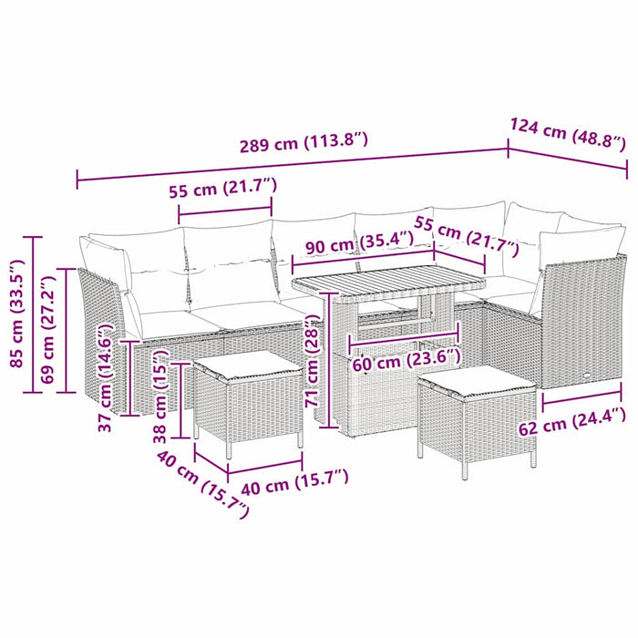 Set de canapele pentru grădină 8 pcs Bej poliratan - WALTI WALTI