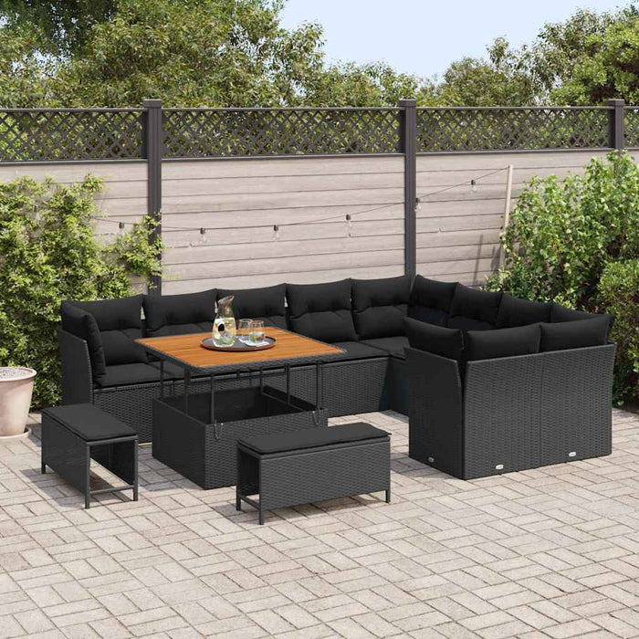 Set de canapele pentru grădină 12 pcs Negru poliratan - WALTI WALTI