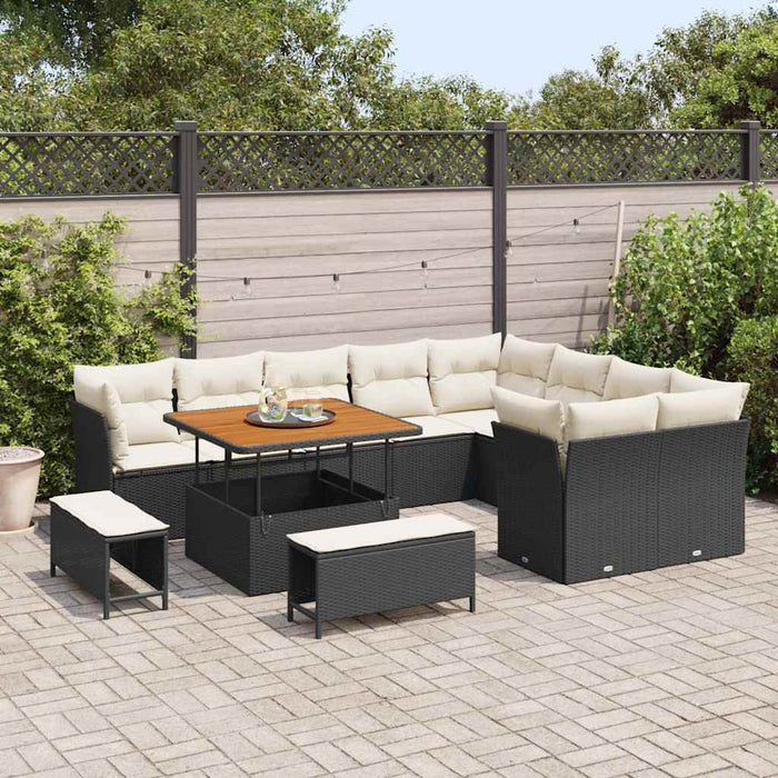 Set de canapele pentru grădină 12 pcs Negru poliratan - WALTI WALTI