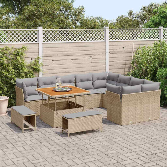 Set de canapele pentru grădină 12 pcs Bej poliratan - WALTI WALTI