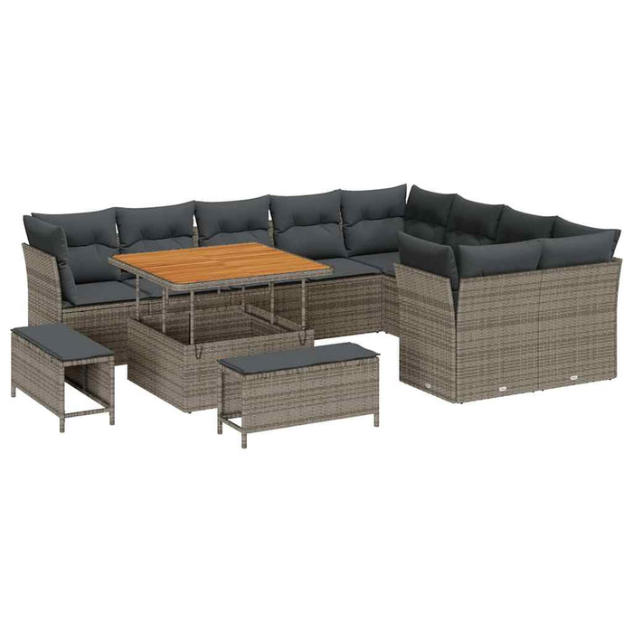 Set de canapele pentru grădină 12 pcs Gri poliratan - WALTI WALTI