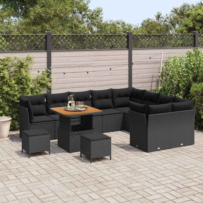 Set de canapele pentru grădină 12 pcs Negru poliratan - WALTI WALTI