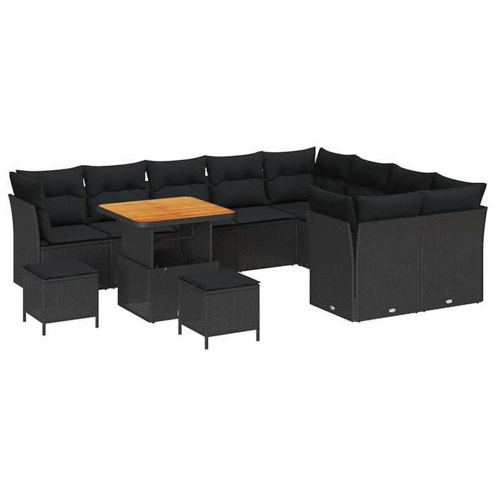 Set de canapele pentru grădină 12 pcs Negru poliratan - WALTI WALTI