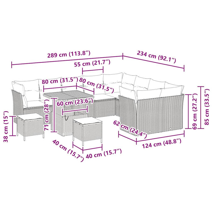 Set de canapele pentru grădină 12 pcs Negru poliratan - WALTI WALTI