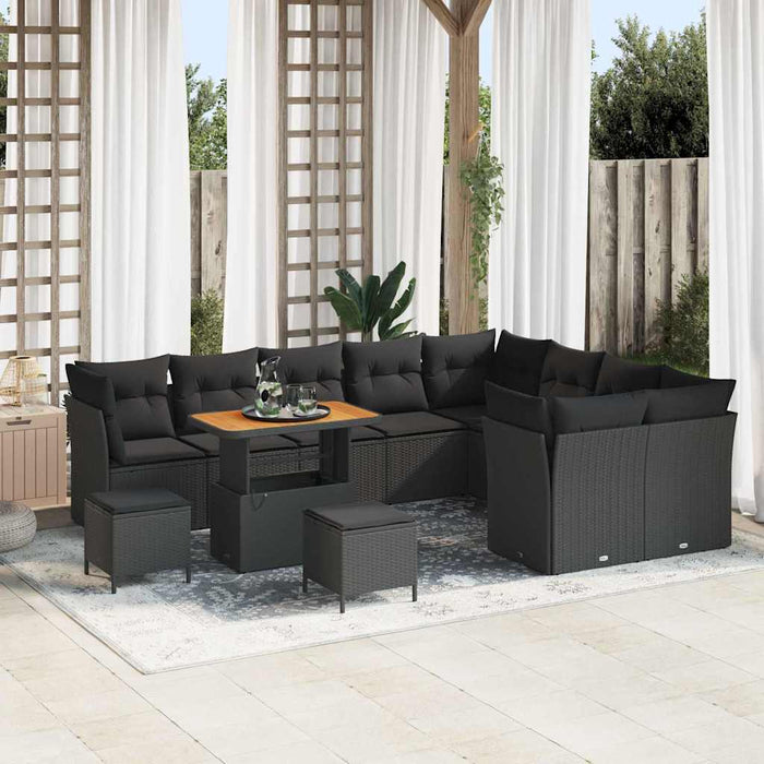 Set de canapele pentru grădină 12 pcs Negru poliratan - WALTI WALTI