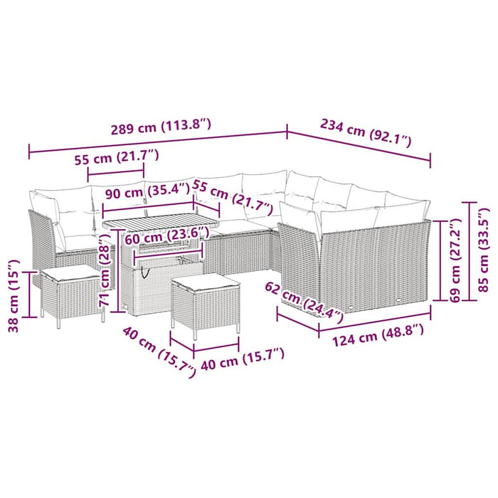 Set de canapele pentru grădină 12 pcs Negru poliratan - WALTI WALTI