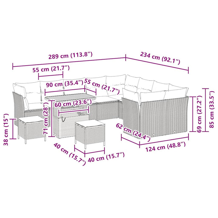 Set de canapele pentru grădină 12 pcs Bej poliratan - WALTI WALTI