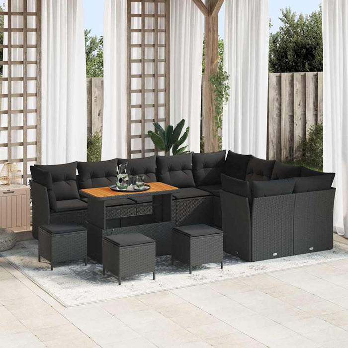 Set de canapele pentru grădină 13 pcs Negru poliratan - WALTI WALTI