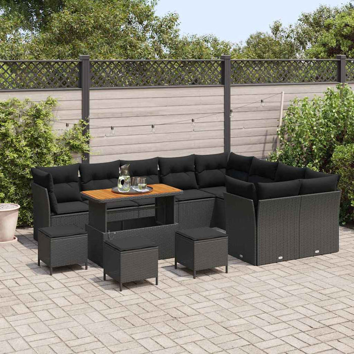 Set de canapele pentru grădină 13 pcs Negru poliratan - WALTI WALTI