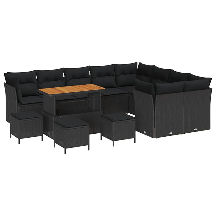 Set de canapele pentru grădină 13 pcs Negru poliratan - WALTI WALTI