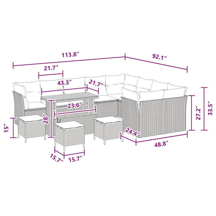 Set de canapele pentru grădină 13 pcs Negru poliratan - WALTI WALTI