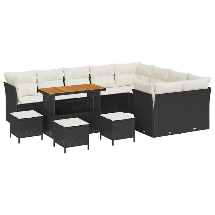 Set de canapele pentru grădină 13 pcs Negru poliratan - WALTI WALTI