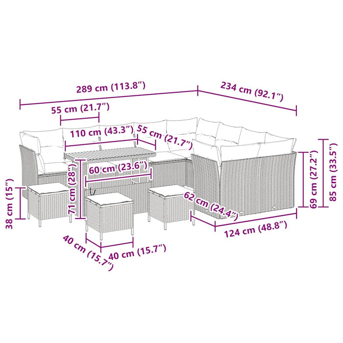 Set de canapele pentru grădină 13 pcs Bej poliratan - WALTI WALTI