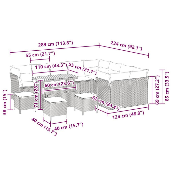 Set de canapele pentru grădină 13 pcs Gri poliratan - WALTI WALTI