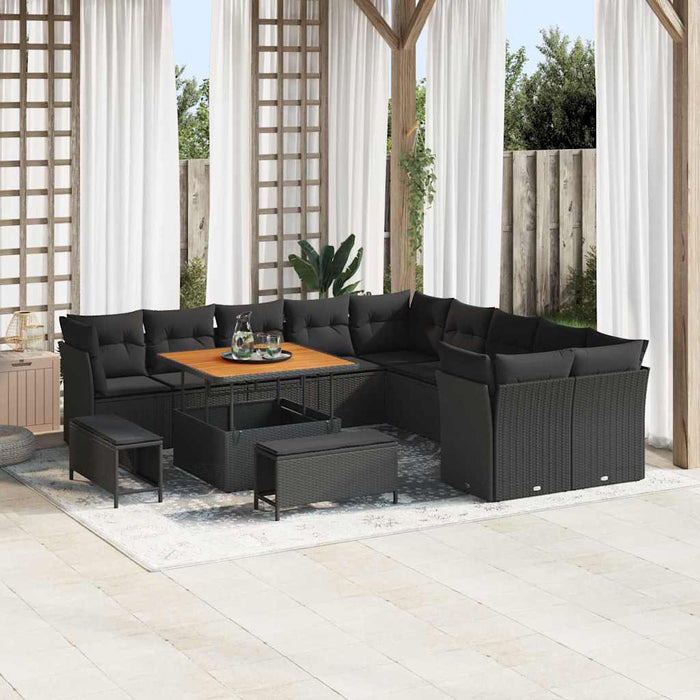 Set de canapele pentru grădină 13 pcs Negru poliratan - WALTI WALTI