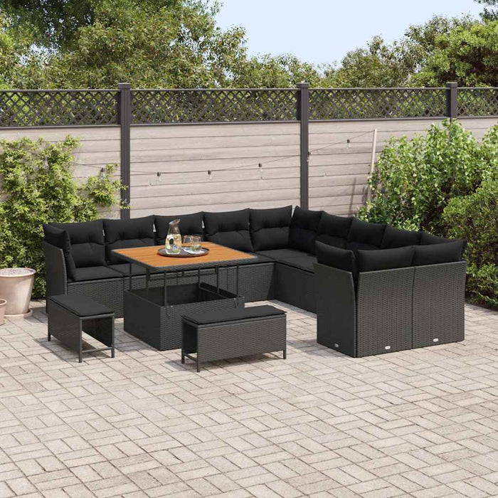 Set de canapele pentru grădină 13 pcs Negru poliratan - WALTI WALTI
