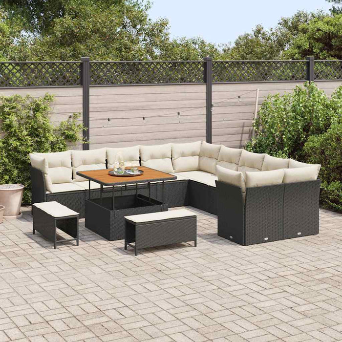 Set de canapele pentru grădină 13 pcs Negru poliratan - WALTI WALTI