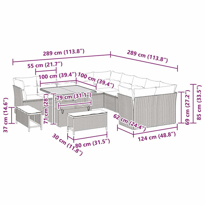 Set de canapele pentru grădină 13 pcs Bej poliratan - WALTI WALTI