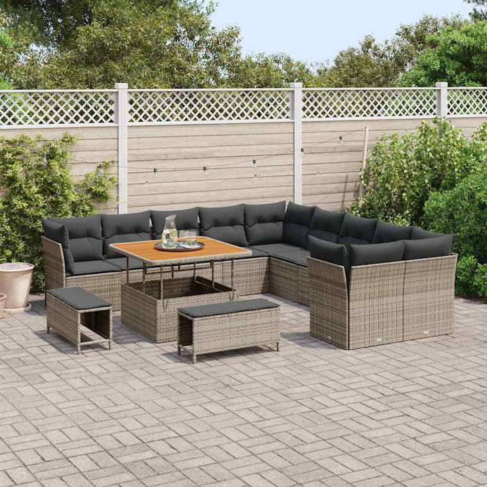 Set de canapele pentru grădină 13 pcs Gri poliratan - WALTI WALTI