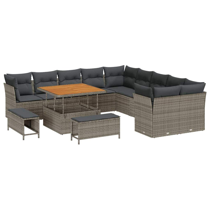 Set de canapele pentru grădină 13 pcs Gri poliratan - WALTI WALTI