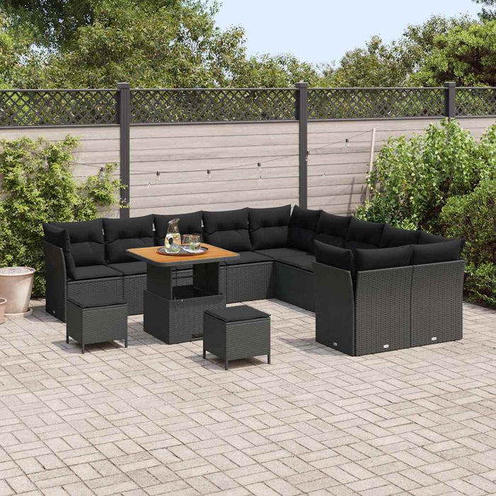 Set de canapele pentru grădină 13 pcs Negru poliratan - WALTI WALTI