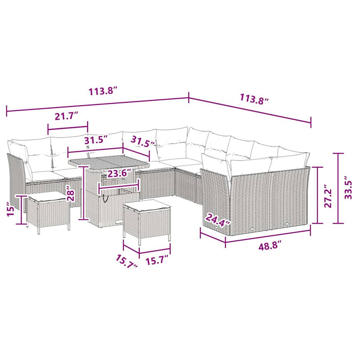 Set de canapele pentru grădină 13 pcs Negru poliratan - WALTI WALTI