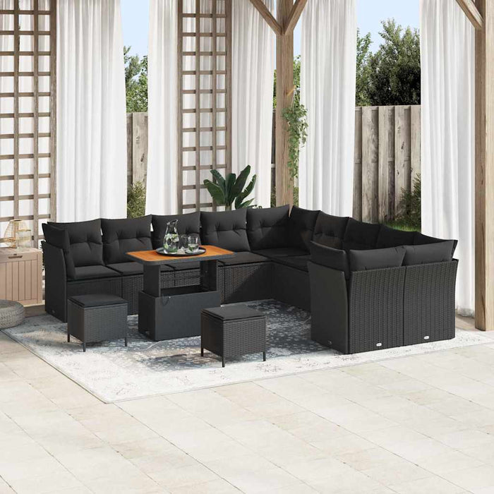 Set de canapele pentru grădină 13 pcs Negru poliratan - WALTI WALTI