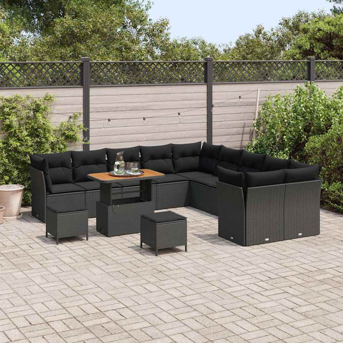Set de canapele pentru grădină 13 pcs Negru poliratan - WALTI WALTI