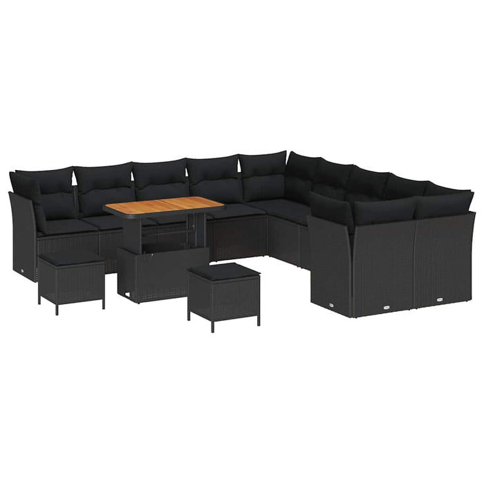 Set de canapele pentru grădină 13 pcs Negru poliratan - WALTI WALTI