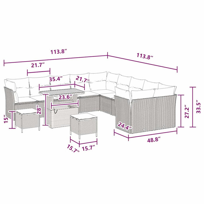 Set de canapele pentru grădină 13 pcs Negru poliratan - WALTI WALTI