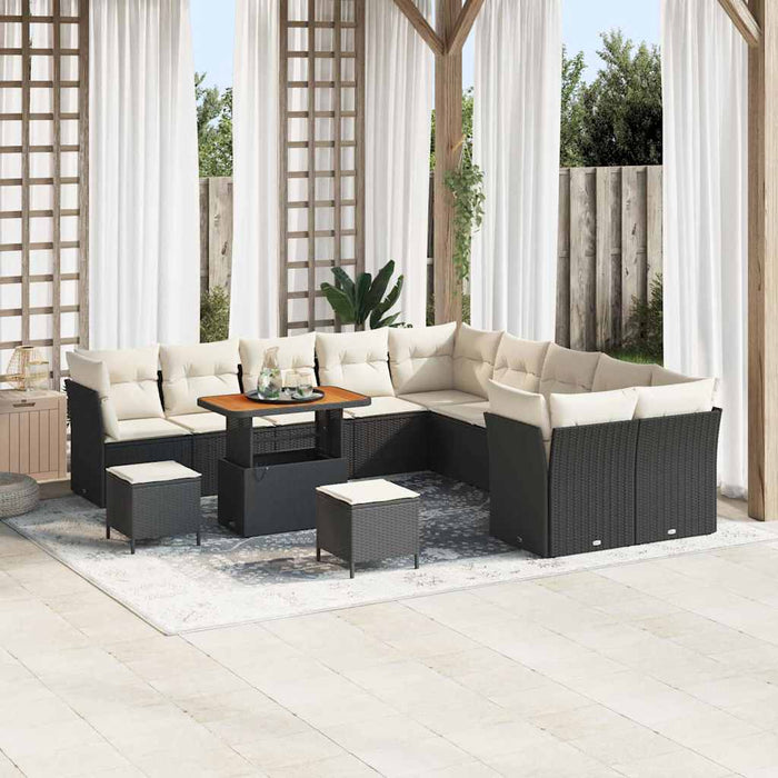 Set de canapele pentru grădină 13 pcs Negru poliratan - WALTI WALTI