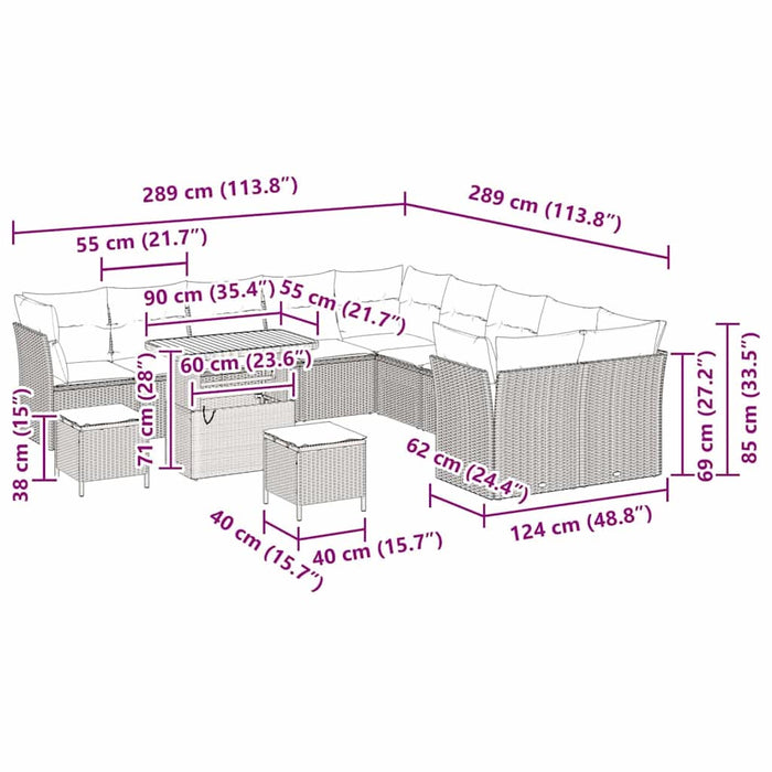 Set de canapele pentru grădină 13 pcs Bej poliratan - WALTI WALTI