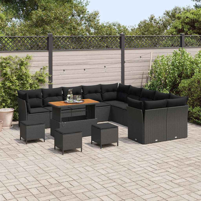 Set de canapele pentru grădină 14 pcs Negru poliratan - WALTI WALTI