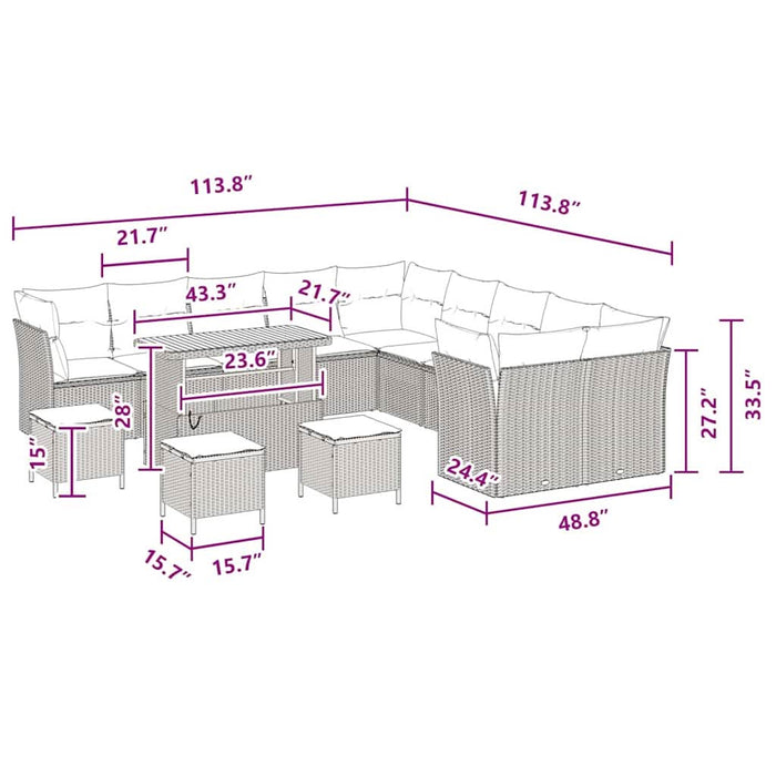 Set de canapele pentru grădină 14 pcs Negru poliratan - WALTI WALTI