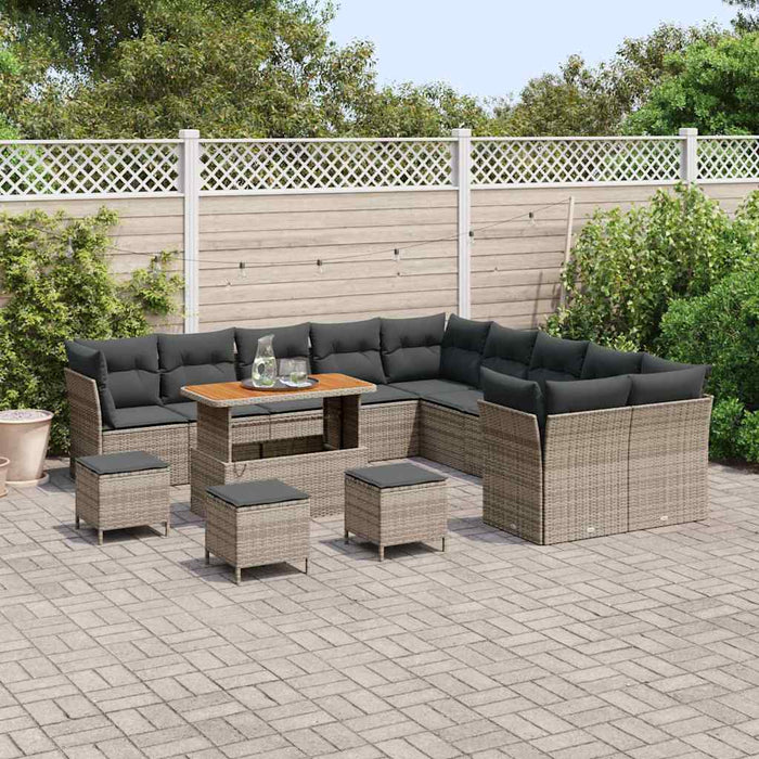 Set de canapele pentru grădină 14 pcs Gri poliratan - WALTI WALTI